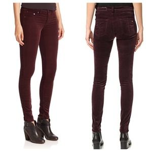 Rag & Bone Skinny Velvet Jeans Wine Red Mid Rise